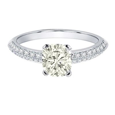 GIA 2.25 Fancy Yellow CTW Flawless Cushion Cut Diamond Engagement Ring 18k Gold