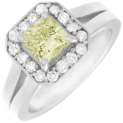 GIA Certified 1.40 CT Fancy Yellow Princess Cut Diamond Engagement Ring18k Gold