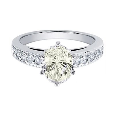 GIA certified Oval Shape Diamond Engagement Ring 2.00 CTW Fancy Yellow 18K Gold