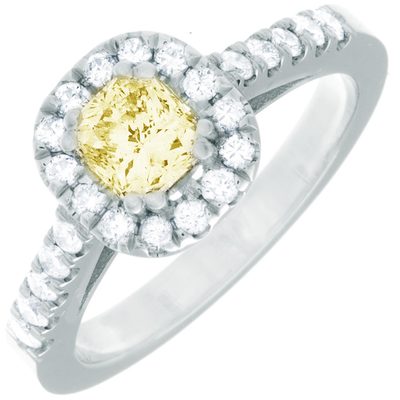GIA Certified  Diamond Engagement Ring Fancy Yellow 2 Carat Cushion Cut 14k Gold