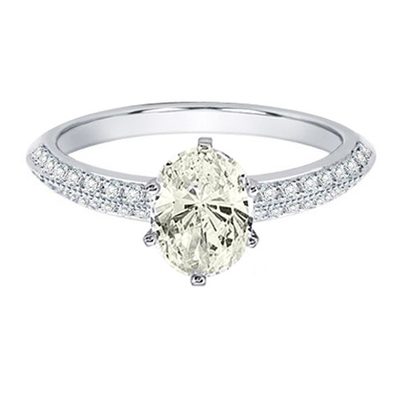 GIA certified 18K Gold 2.00 Carat Oval cut Diamond Engagement Ring Fancy Yellow