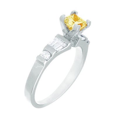 GIA Certified Fancy Yellow 2.52 CT Princess cut Diamond Engagement Ring 18K Gold