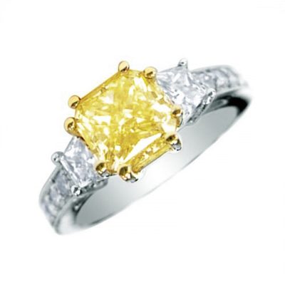 Radiant cut Diamond Engagement Ring 2.75 CTW Fancy Yellow 18K Gold GIA Certified