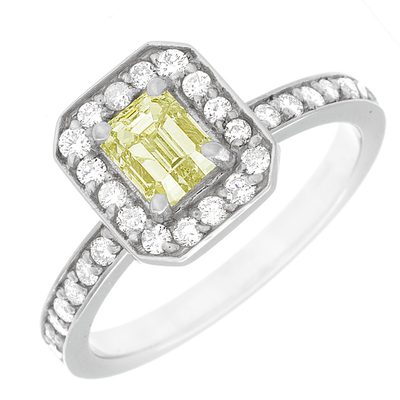 Breathtaking 2.85 CTW Emerald cut Diamond Fancy Yellow GIA certified Platinum