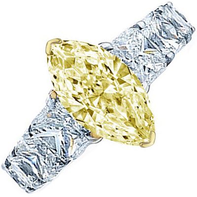 Mind Blowing 5.20 CTW Marquise cut Diamond Radiant Shape 18K Fancy Yellow