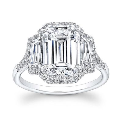 GIA Certified 4.50 Carat Emerald Cut Platinum Diamond Engagement Ring