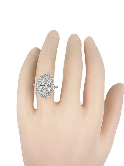 Huge Platinum Oval & Round Cut Diamond Ring - 10CT Center GIA - Round Pave'