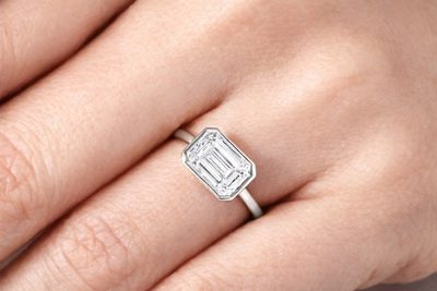 3.00 CT Bezel Set Emerald Cut Colorless Diamond Ring - GIA -Platinum - Appraisal