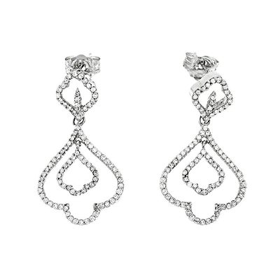 14K White Gold Natural Round Shape Diamond Chandelier Earrings -2.00 TCW / G-VS2