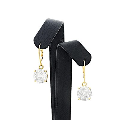Natural G Color 4 CT Round Shape Diamond Drop Earrings Set in 14K Gold Options