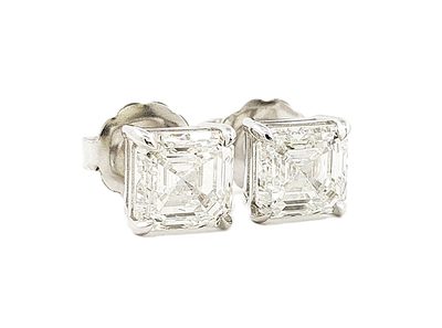 Platinum GIA Certified 4.00 TCW I/VVS2 Asscher Cut Natural Diamond Stud Earrings