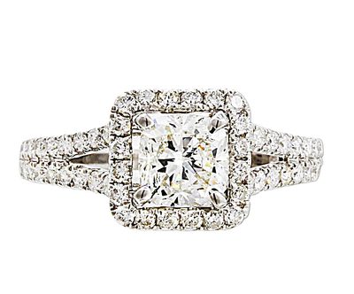 14K White Gold Cushion & Round Cut Natural Diamond Ring - 2.25 TCW GIA Certified