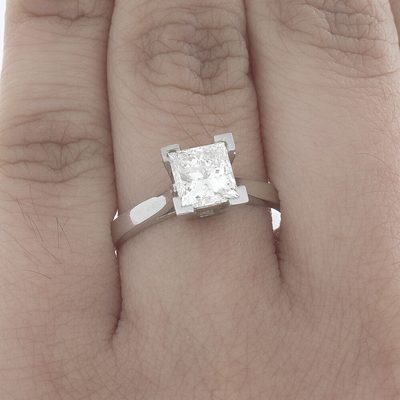 GIA Certified 1.50 Carat Diamond Engagement Solitaire Ring Princess Cut 14k WG