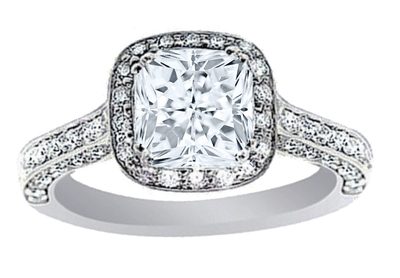GIA Certified Diamond Engagement Ring 3.00 Carat Princess Cut 18k White Gold