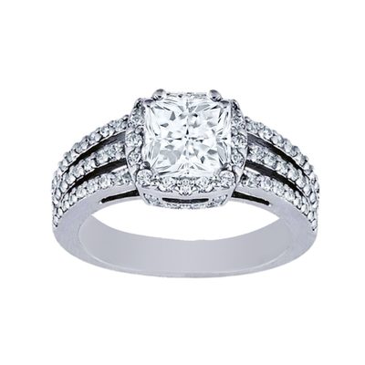 GIA Certified 2.50 CTW Diamond Engagement Ring Princess Cut 14k White Gold