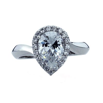 GIA Certified 1.50 Carat  Diamond Engagement Ring  Pear Shape 18k White Gold