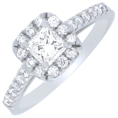 GIA Certified  1.50 Carat Diamond Engagement Ring Princess Cut 18k White Gold