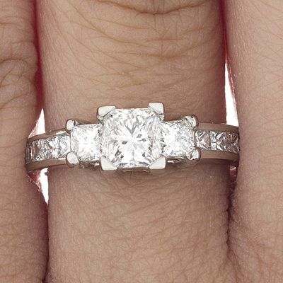 2.10 TCW Natural Princess Cut GIA Certified Diamond Ring - 18K White Gold
