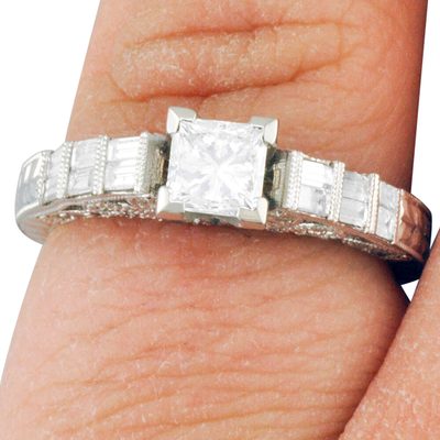 GIA Certified 2.00 Carat Diamond Engagement Ring Princess Cut 14k White Gold