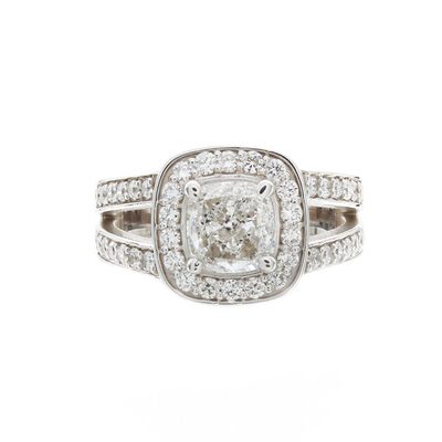 GIA Certified 2.50 CTW Cushion Cut Diamond Engagement Ring 18k White Gold