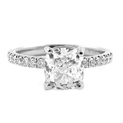 GIA Certified Diamond Engagement Ring 1.50 Carat Cushion Cut18k White Gold