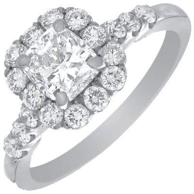 GIA Certified 2.00 Carat Diamond Engagement Ring 18k Cushion Cut White Gold