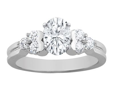 GIA Certified 1.50 Carat Diamond Engagement Ring Oval & Round Cut 14k White Gold