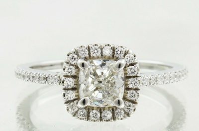 GIA Certified 1.50 Carat Diamond Engagement Ring Cushion Cut 14k White Gold
