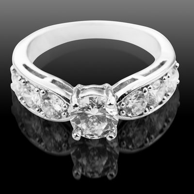 GIA certified 1.75 CTW  Diamond Engagement Ring Round cut 18K WG