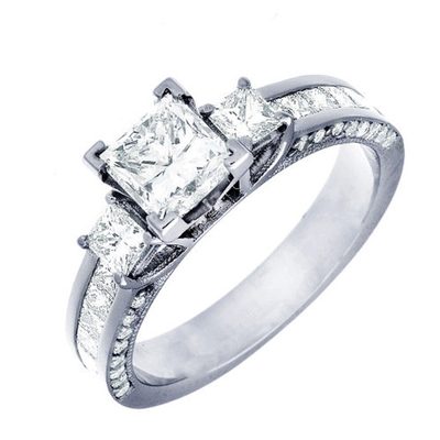 GIA Certified  2.00 Carat Diamond Engagement Ring Princess Cut 14k White Gold