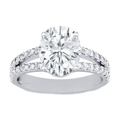 GIA Certified 2.50 Ct 18k White Gold Oval Cut Diamond Engagement Ring