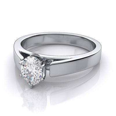 GIA Diamond Engagement Ring 1.00 CT Solitaire Oval Cut 18k Gold