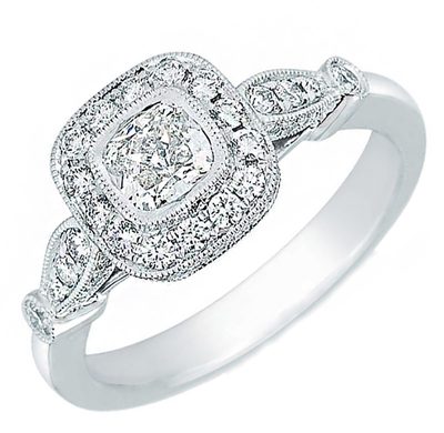 GIA Certified Diamond Engagement Halo Style Ring 18k Whit...1 carat Cushion Cut