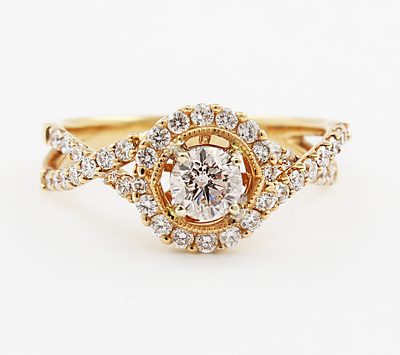 GIA certified Vintage Inspired Twist Design Diamond Engagement Ring 2 carat R...