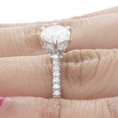 GIA Certified Diamond Engagement Ring Round Cut 18k White Gold 1.54 carat total