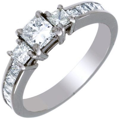 GIA Certified Diamond Engagement Ring  Princess Cut 2.50 CT 18k White Gold