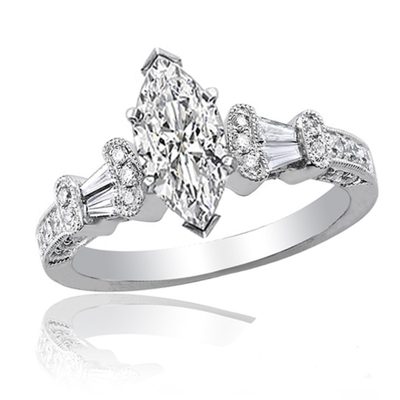 GIA Certified 2.20 Carat Diamond Engagement Ring Marquise Cut  18k White Gold
