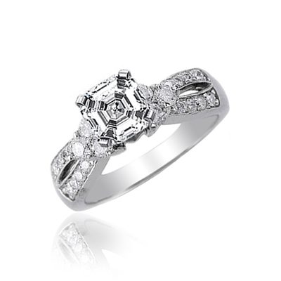 GIA Certified 2.00 Carat Diamond Engagement Ring  Asscher Cut 14k White Gold