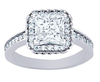 GIA Certified  1.50 Carat Diamond Engagement Ring Princess Cut 18k White Gold