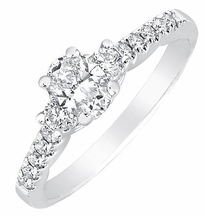 Natural Diamond Engagement Ladies Ring Oval Cut 1.90 Carat total 18k Solid Wh...