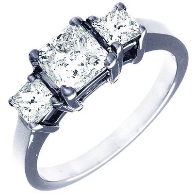 GIA Certified 1.50 CTW  Diamond Engagement Ring Princess18k White Gold