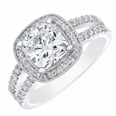 GIA Certified 2.00 Carat Diamond Engagement Ring 18k White Gold Cushion Cut