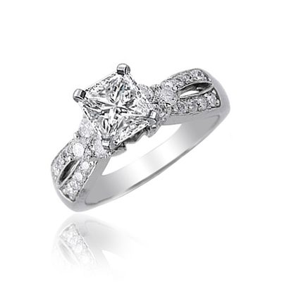GIA Certified Diamond Engagement Ring Radiant Cut  2.00 Carat 14k White Gold