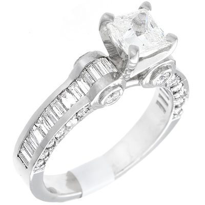 GIA Certified 3.00 Carat Diamond Engagement Ring 14k White Gold Princess Cut