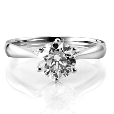 GIA certified 1.00 CT Diamond Engagement Ring  Solitaire 6 Prong Style Round 18K