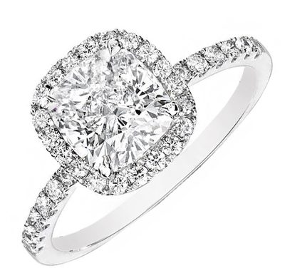 GIA Certified Cushion shape Diamond Engagement Halo Ring 1.90 Art Deco Style
