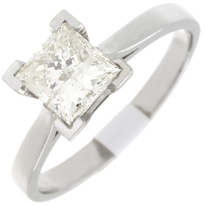 GIA Certified 1.50 Carat Diamond Engagement Solitaire Ring Princess Cut 14k WG