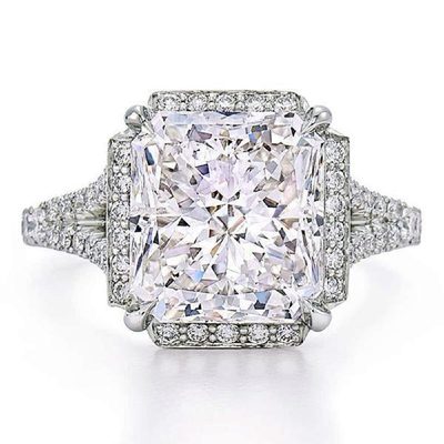 GIA Certified 2.00 CT Diamond Platinum Halo Design Engagement Ring Radiant Cut