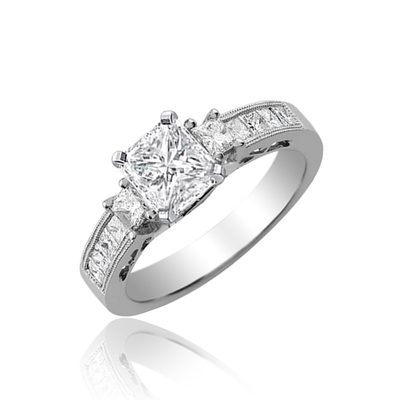 GIA certified Diamond Engagement Ring Natural 2.00 CTW Radiant Cut 18K WG