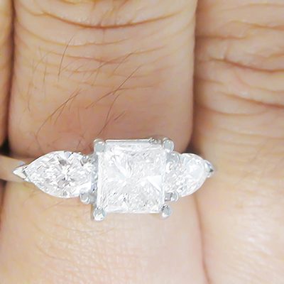 GIA Certified Diamond Engagement Ring Princess Cut 1.50 CTW 18k White Gold